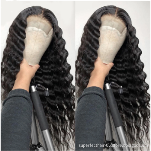 Wholesale 8A 10A 12A Grade Virgin Brazilian 100% Human Hair Wig Loose Deep Transparent Lace Top Quality 12 To 30 Inch Wigs